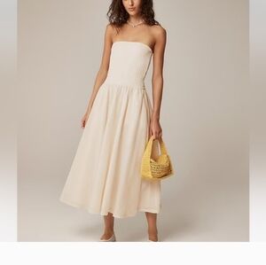 J. Crew Strapless mixy dress 00 XXS scrunchie  Summer Polyester Ivory